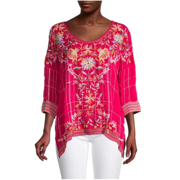 Johnny Was Sienna Blouse In Pink Peacoat Size XS - Picture 1 of 9